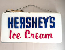 Hershey's Ice Cream Advertising Sign Plaque White Blue Pink. picture