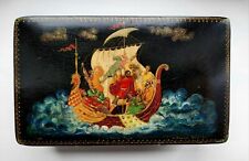 Palekh 1940's Russian Lacquer Box Vintage Rarity Handmade Pappier-Mache Mstera picture