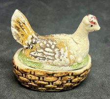 Antique Victorian Staffordshire Miniature Hen on Nest Salt Cellar c1860-1885 picture