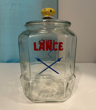 Vintage Lance Cracker Cookie Glass Counter Jar Advertising Store Display w Lid picture
