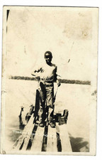 RPPC Woodland Park Bitely Mich MI Michigan Black Boy Fish Fishing Pole picture