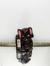 Vintage Ceramic Brown Elephant Bank W/Thermometer Made In Japan Remember To Save picture