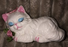 Vintage White Ceramic Sleeping Cat picture