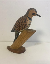 Great c1940's Yellow Shafted Flicker Woodpecker Hand Carved & Painted Decoy Bird picture