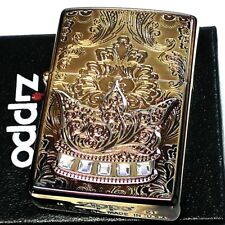 Zippo Oil Lighter The Crown Antique Gold Brass Regular Case Limited Japan picture