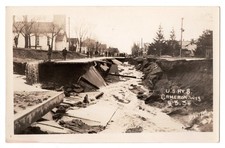 Vintage 1934 Cameron WI US Highway 8 Flood Collapse RPPC Postcard Denison Photo picture