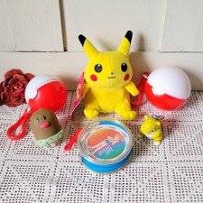 Vtg 1990s Pokemon Pikachu #25 Bean Bag Plush Round Cards Balls & Figures Toy Lot picture