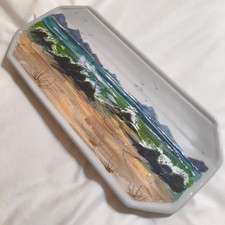 Highland Stoneware Seascape Platter Plaque Scotland Hand Painted Vintage picture
