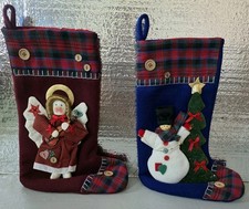 Vtg NWOT 3D Christmas Bazaar Stockings Grandma Country Cottage Angel/... picture