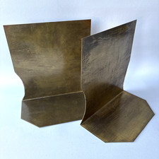 Vtg Brutalist Bookends Brass w Patina Modernist Architectural Custom Industrial picture