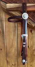 Beautiful COWBOY Vaquero SILVER BROW BAND HEADSTALL By Hansen Of CA picture