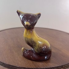 Vtg Blue Mountain Pottery Fox Figurine Harvest Gold Brown Drip Glaze Canada picture