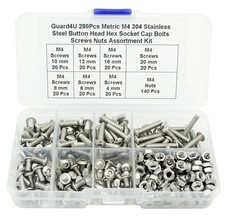 280Pcs Metric M4 304 Stainless Steel Button Head Hex Socket Cap Bolts Screws ... picture