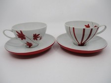 MIKASA PURE RED -  2 CUPS & SAUCERS - 2 7/8
