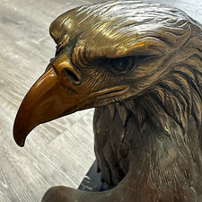 Signed Robert Taylor Eagle Metal Figurine Sculpture Bronze Marble Wood Base29lbs picture