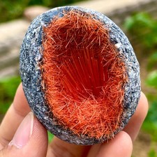 Rare Natural Meteorite Quartz Crystal Specimen Goethite Orange Copper Ore Decor picture