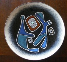 MCM Ellamarie & Jackson Woolley Enamel on Copper Abstract design Plate #4745 picture