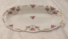 P.T. Bavaria Tirschenreuth China Relish or Serving Tray, Pink Roses, Gold Detail picture