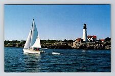 Portland MA-Massachusetts, Sailing Past Head Light, Vintage Postcard picture