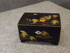 Japanese Hand Painted Lacquered Music Jewelry Box with Key Vintage picture