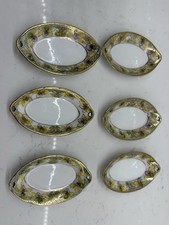Antique Nippon Hand-Painted Porcelain Salt Sellers Dips Set Of Six Yellow Gold ￼ picture
