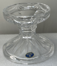 Vintage Bohemia Czech Republic, Clear Lead Crystal Pillar Candle Holder 4.5