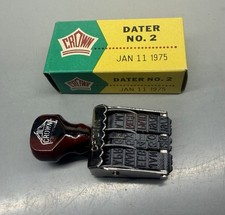 Vintage 1970’s Crown Date Ink Stamper Stamp ~ With Box picture