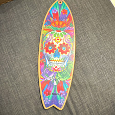 Mexican Day of the Dead Sugar Skull Surfboard Wall Decor Plaque, St. Maarten picture