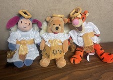 Vintage 2000 Disney Store Choir Angel Eeyore Tigger Pooh 9” Bean Bag Plush Lot picture