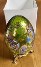 Green Millefiori  Murano Vetro Artistic  Egg Paperweight 2 1/2