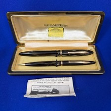 Vintage Sheaffer Balance 14K Feather Touch Fountain Pen Pencil Set 1940s Box picture