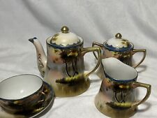 Vintage Nippon Porcelain Hand-Painted Tea Set with Landscaping (Set of 5) picture