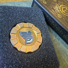 NEW HiTex Gear ScoopyLoops Titanium EDC Chip, Blue Pigeon Inlay, Brass Ano picture