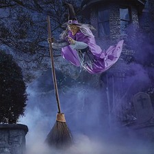 Life Size Talking Witch Halloween Animatronic Purple Outdoor Spooky Party Decor picture