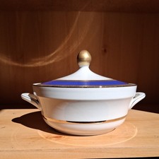 Vintage Winterling Bavaria Röslau Cobalt Blue & Gold Covered Vegetable Tureen picture