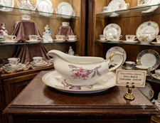 Vintage Grace China Japan Charleston Orchid Gold Trim Gravy Boat and Underplate picture