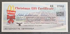 Vintage 1970's Mcdonalds Christmas 50 Cent Gift Certificate RARE RED BOW edition picture