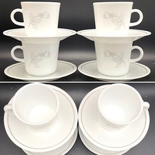 Corelle Livingware by Corning Solitary Rose Cups & Saucers 8pc Set for 4 USA 8oz picture