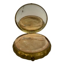 Vintage Dorset Fifth Avenue Brass Floral Powder Compact with Mirror and Puff picture