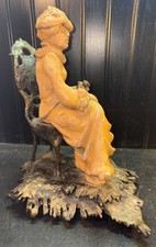 Vtg 1930-40’s Dress Woman Chair Original Pottery Metal Art Handmade Sculpture picture