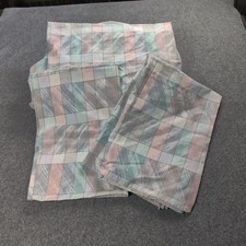 Vtg  Stevens Full Fitted Sheet  Two Pillow Cases Standard Pastel Geometric USA picture