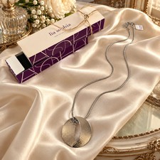 Lia Sophia Long Silver-Tone Open Circle Pendant Necklace – 34 Inches, New with T picture