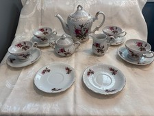 Vintage Moss Rose Design Tea Set, Made In Japan, 13 pc EUC picture