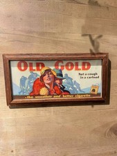 Vintage 1920s Old Gold Cigarettes Cardboard Store Sign Football Art Deco Framed picture