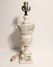 Antique Neoclassical Marble Italian Alabaster Marble White & Grey Urn Lamp picture