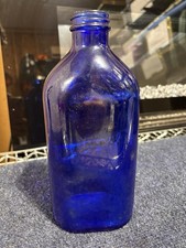 Vintage Genuine Phillips Milk of Magnesia Cobalt Blue Glass Bottle 9” Embossed picture