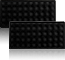 Tebery 2 Pack Rubber Bar Mats, Non-Slip 12 x 6 Inch Black 12