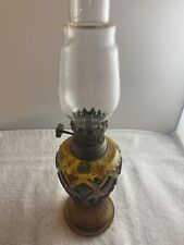 Amber Green Red/Stained Glass Oil Lamp Made In Hong Kong 9” Vintage picture