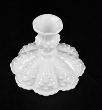 VTG Fenton Hobnail Milk Glass #3775 Candle Holder Ribbed Scallped Base 4