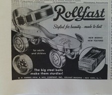 1939 Rollfast roller skates big steel balls make sturdier vintage skating ad picture